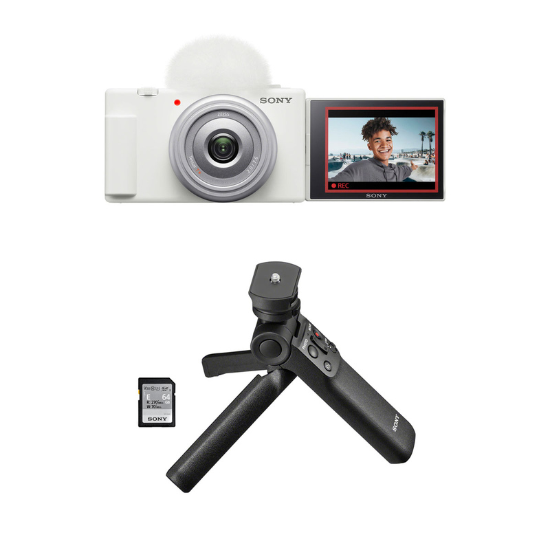 Sony ZV-1F Vlogging Camera (White) with Sony Vlogger's Accessory KIT (ACC-VC1)  